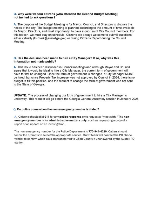 Council Meeting Q & A page 3